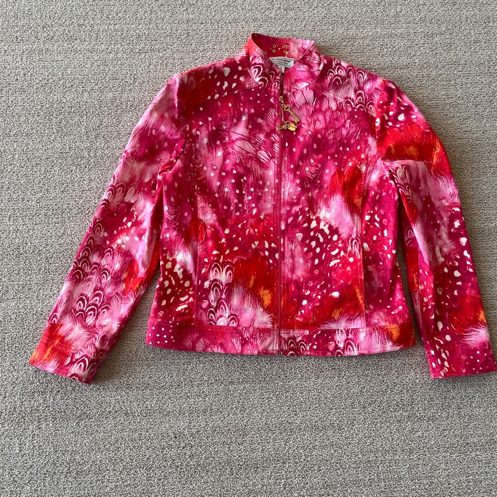 Fun, multicolored St John Sport zip jacket with stand collar. Like new, M - Picture 7 of 8